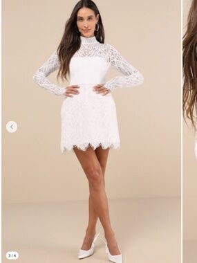 LULU's Bridal Shower Bachelorette Engagement Elegant Lace Sexy Mini Dress